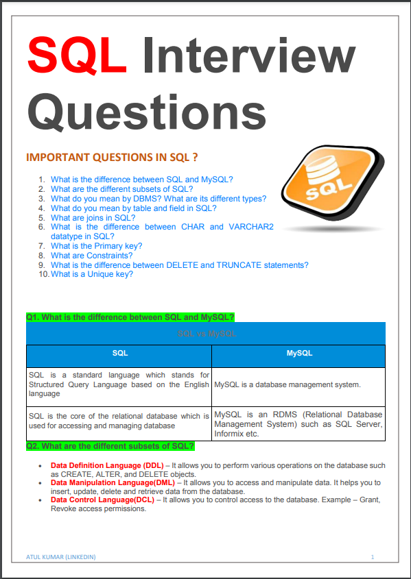 Perguntas de entrevista SQL